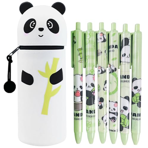 NIEEKRUN Cartoon-Federmäppchen, 2-in-1, weiches Silikon-Federmäppchen, 6 Stück, löschbarer Kugelschreiber, Panda, löschbarer Stift, 0,5 mm, löschbares Stift-Set für Studenten, Schreibwaren, Büro NIEEKRUN Cartoon-Federmäppchen, 2-in-1, weiches Silikon-Federmäppchen, 6 Stück, löschbarer Kugelschreiber, Panda, löschbarer Stift, 0,5 mm, löschbares Stift-Set für Studenten, Schreibwaren, Büro von NIEEKRUN