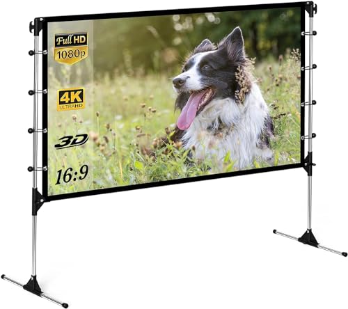 Beamer Leinwand mit Stativ 120 Zoll 16:9 4k hd 3D Stativleinwand mit Faltbar Ständer Vorder-und Rückprojektion Outdoor Indoor Tragbare Projektionswand Heimkino 266x149cm mit Aufbewahrungstasche von NIERBO