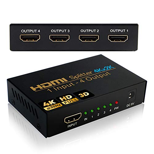 HDMI Splitter 1 in 4 Out HDMI Verteiler Audio Splitter 4K HDMI Duplicator HDCP/UHD/1080P@30Hz 3D 4K@30Hz für/Kompatibal mit Xbox/PS4/PS3/Google Chromecast/AppleTV/Blu-Ray/HDTV/Sky Box Fire Stick/DVD HDMI Splitter 1 in 4 Out HDMI Verteiler Audio Splitter 4K HDMI Duplicator HDCP/UHD/1080P@30Hz 3D 4K@30Hz für/Kompatibal mit Xbox/PS4/PS3/Google Chromecast/AppleTV/Blu-Ray/HDTV/Sky Box Fire Stick/DVD von NIERBO