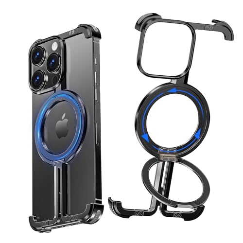 NIFBANG Aluminium Rahmenlose Hülle für iPhone 16 Pro Max mit Kickstand,360°Drehbar Magnetisch Stander,Metall Dünn Slim Handyhülle,Bumper Case Stoßfeste Schutzhülle für iPhone 16 Pro Max,Schwarz NIFBANG Aluminium Rahmenlose Hülle für iPhone 16 Pro Max mit Kickstand,360°Drehbar Magnetisch Stander,Metall Dünn Slim Handyhülle,Bumper Case Stoßfeste Schutzhülle für iPhone 16 Pro Max,Schwarz von NIFBANG