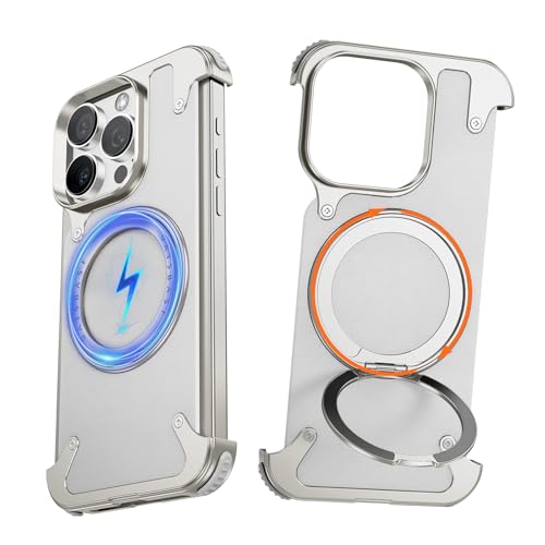 NIFBANG Leder Rahmenlose Hülle für iPhone 16 Pro Max mit Kickstand,360° Drehbar Magnet Stander,Luxus Slim Anti-Scratch Handyhülle,Stoßfest Schutzhülle für 16 Pro Max Bumper Case,Natural Titanium NIFBANG Leder Rahmenlose Hülle für iPhone 16 Pro Max mit Kickstand,360° Drehbar Magnet Stander,Luxus Slim Anti-Scratch Handyhülle,Stoßfest Schutzhülle für 16 Pro Max Bumper Case,Natural Titanium von NIFBANG