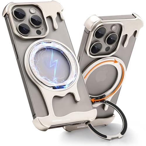 NIFBANG Rahmenlose Hülle für iPhone 16 Pro Max,Aluminium Bezel Less Bumper Handyhülle, Metall Kickstand 360°Drehung Magnet Ständer, Stoßfeste Schutzhülle für i Phone 16 Pro Max Case,Titan Natur NIFBANG Rahmenlose Hülle für iPhone 16 Pro Max,Aluminium Bezel Less Bumper Handyhülle, Metall Kickstand 360°Drehung Magnet Ständer, Stoßfeste Schutzhülle für i Phone 16 Pro Max Case,Titan Natur von NIFBANG