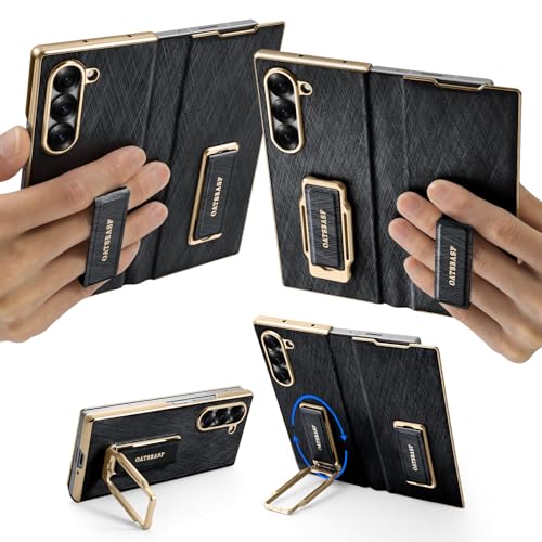 NIFBANG Schutzhülle aus Leder für Samsung Galaxy Z Fold 6, mit Ständer, Militärqualität, Fallschutz, kratzfeste Handyhülle für Z Fold 6, Schwarz NIFBANG Schutzhülle aus Leder für Samsung Galaxy Z Fold 6, mit Ständer, Militärqualität, Fallschutz, kratzfeste Handyhülle für Z Fold 6, Schwarz von NIFBANG
