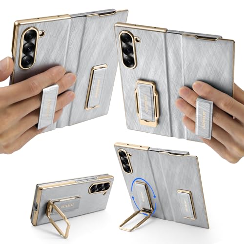 NIFBANG Schutzhülle aus Leder für Samsung Galaxy Z Fold 6, mit Ständer, Militärqualität, Fallschutz, kratzfeste Handyhülle für Z Fold 6, Silber NIFBANG Schutzhülle aus Leder für Samsung Galaxy Z Fold 6, mit Ständer, Militärqualität, Fallschutz, kratzfeste Handyhülle für Z Fold 6, Silber von NIFBANG