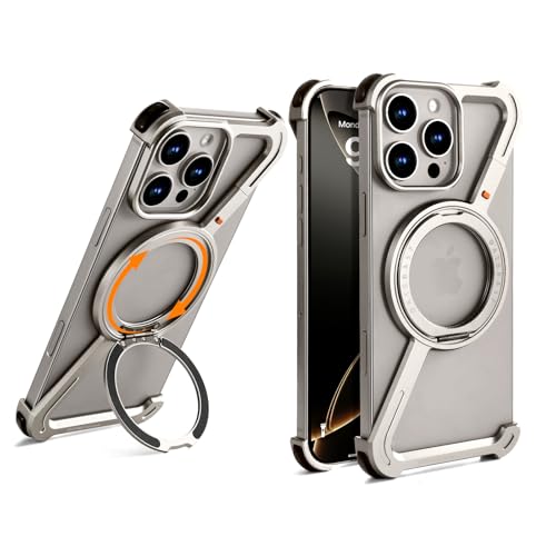 NIFBANG Z Schutzhülle für iPhone 16 Pro Max, rahmenloses Metall mit Ringständer, um 360° drehbarer magnetischer Ständer, Schutzhülle, schlank, stoßfest, dünn, für iPhone 16 Pro Max (natürliches Titan) NIFBANG Z Schutzhülle für iPhone 16 Pro Max, rahmenloses Metall mit Ringständer, um 360° drehbarer magnetischer Ständer, Schutzhülle, schlank, stoßfest, dünn, für iPhone 16 Pro Max (natürliches Titan) von NIFBANG