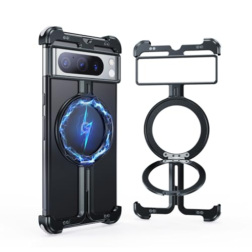 NIFBANG für Google Pixel 8 Hülle,Metall Rahmenlos Militär Stoßfest Handyhülle mit Magsafe,Magnet Ring Ständer Erhöhter Kameraschutz Case,Anti-Fingerabdruck Slim für Pixel 8 (Google Pixel 8) von NIFBANG