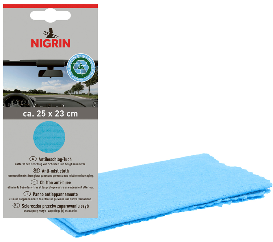 NIGRIN Anti-Beschlag-Tuch ECO, blau, 250 x 230 mm von NIGRIN