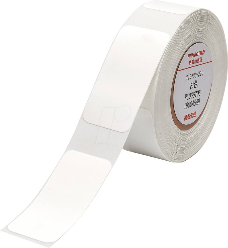 NIIM A2A68601301 - Etiketten, für Niimbot, 15 mm x 30 mm, weiß, 210 Stück von NIIMBOT