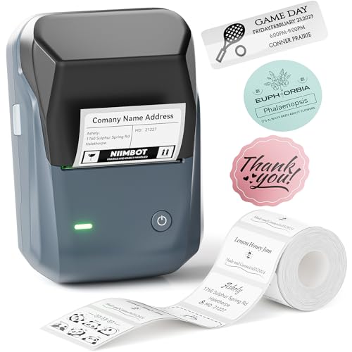 NIIMBOT B1 Etikettendrucker mit 1 Rolle Starterband, Bluetooth-Etikettendrucker Thermoetikettierer Aufkleber Druckgröße 20-50 mm Kompatibel mit iOS und Android für Einzelhandel, Büro, Supermarkt NIIMBOT B1 Etikettendrucker mit 1 Rolle Starterband, Bluetooth-Etikettendrucker Thermoetikettierer Aufkleber Druckgröße 20-50 mm Kompatibel mit iOS und Android für Einzelhandel, Büro, Supermarkt von NIIMBOT