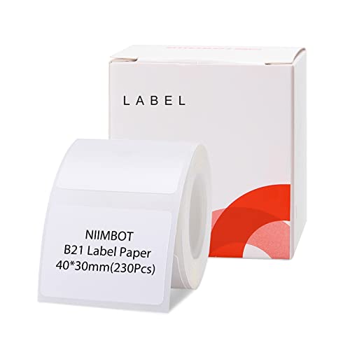 NIIMBOT B21 Etiketten Macherband angepasste Aufkleber Etiketten Druckpapier adresse Etikettenband Glänzend Wasserdicht (Weiß-4030) von NIIMBOT