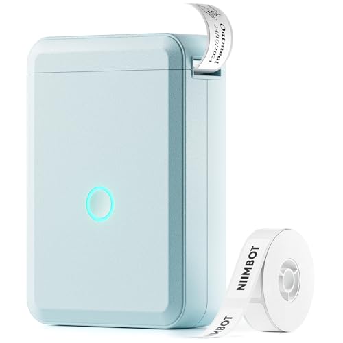 NIIMBOT D110 Etikettendrucker, Selbstklebendes Etikettiergerät Tragbarer Labeldrucker Label Printer mit iOS Android,Für Zuhause Büro (Hellblau) von NIIMBOT