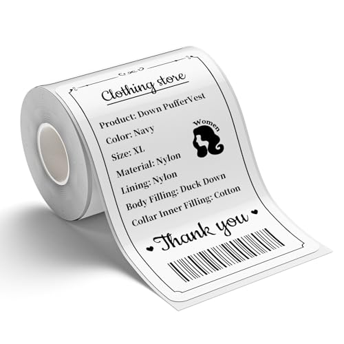 NIIMBOT Etikett für B1 B21 B3S, wasserfeste Aufkleber 2 "x 3.15" (50 * 80mm) für Kleidungsetiketten, Glasetiketten, Barcode, Kleinunternehmen, 95 Stück pro Rolle, weiß von NIIMBOT
