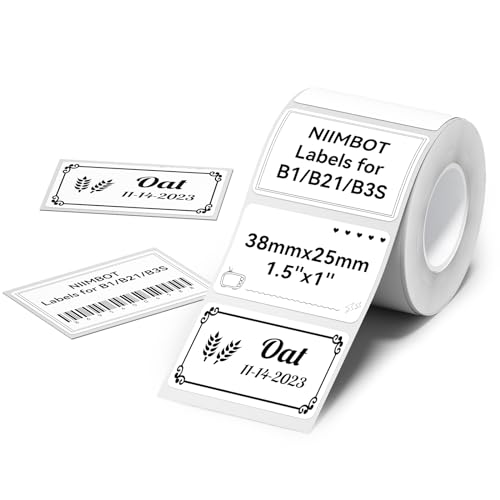 NIIMBOT Etiketten Selbstklebend, 38 x 25mm Etikettierpapier Kompatibel mit B1 B21 B3S Etikettendrucker, Schwarzer Druck auf Weißem Etikettierpapier, 260 Etiketten/Pro Rolle (Weiß) von NIIMBOT
