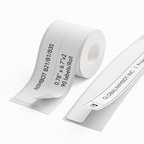 NIIMBOT Etiketten für B1, B21, B3S, Thermodrucker-Etiketten, 20 x 170 mm x 2 mm, 2 Etiketten für Aktenordneretiketten (weiß) von NIIMBOT