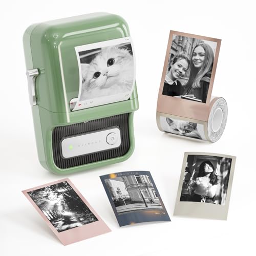 NIIMBOT Etikettendrucker B21 Pro, 300dpi Selbstklebendes Etikettiergerät Bluetooth Beschriftungsgerät Label Printer Fotodrucker für Lernen, Studiennotizen, Bilderdruck, Scrapbooking, Grün von NIIMBOT