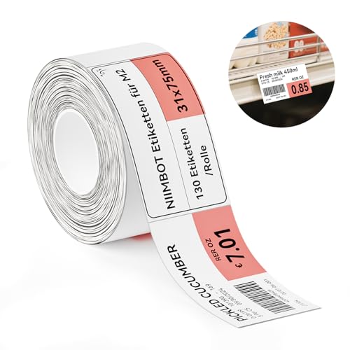 NIIMBOT M2 Thermotransfer Etiketten 31x57 mm, Selbstklebendes Etikettenband nur für M2 Etikettendrucker, 130 Etiketten pro Rolle, ShelfTag NIIMBOT M2 Thermotransfer Etiketten 31x57 mm, Selbstklebendes Etikettenband nur für M2 Etikettendrucker, 130 Etiketten pro Rolle, ShelfTag von NIIMBOT