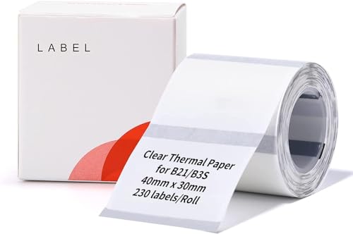 NIIMBOT Thermo Etiketten Selbstklebend, B1/B21/B3S Etikettenband Papier für Schule, Zuhause, Büro, Kleine Unternehmen (Klar-Rechteck-40 x 30mm) von NIIMBOT