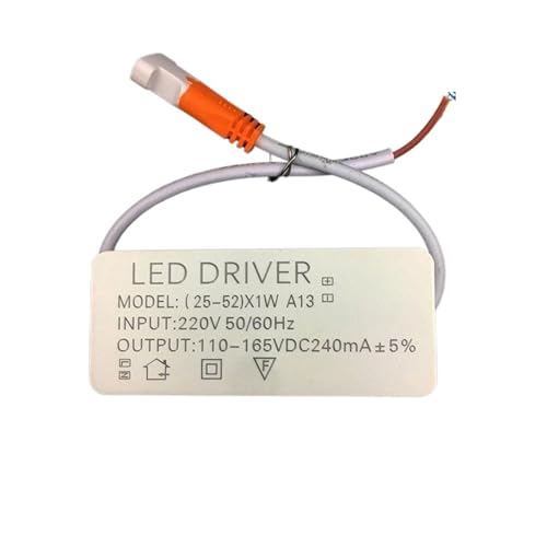 NIKOIDIC Geeignet für LED Konstantstromversorgung Deckenlampe Downlight Projektor Lampe Flachspannungsregler 12W24W36W48W6 (25 52 W NVC Buchse) von NIKOIDIC