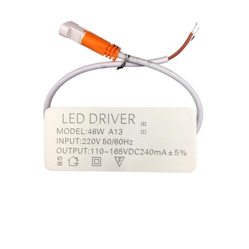 NIKOIDIC Geeignet für LED-Netzteil mit konstantem Strom, Deckenleuchte, Downlight, Spannungsregler für flache Lampen, 12W24W36W48W6 (48 W NVC-Buchsenstecker) von NIKOIDIC