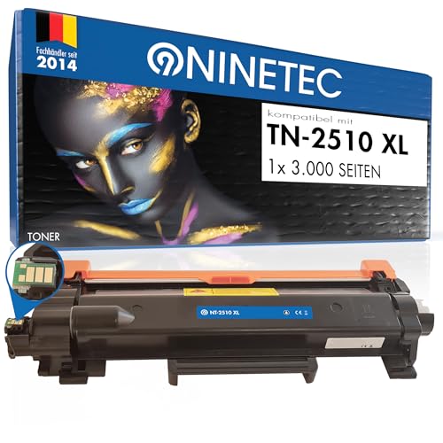 NINETEC 1 Toner 3000 Seiten mit Chip kompatibel für Brother TN2510XL TN-2510 XL für MFC-L2835DW MFC-L2860DW MFC-L2800DW HL-L2445DW DCP-2660DW HL-L2400D DW DWE 2440DWE 2460DW (schwarz, 1er-Pack) von NINETEC
