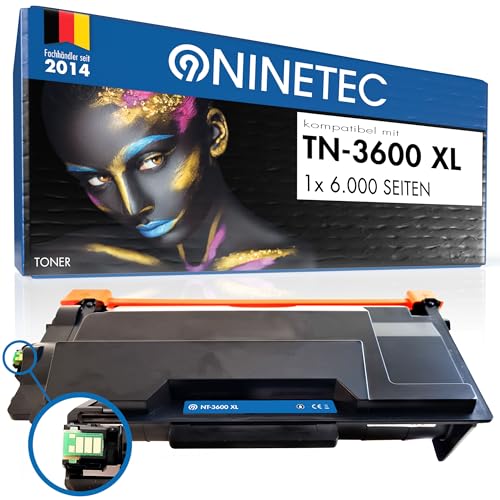 NINETEC 1 Toner mit Chip kompatibel mit Brother TN-3600 XL 3600XL für DCP-L5510DW HL-L5210DN DNT DNTT DW DWT 5215DN 6210DW 6410DN 6415DN DW MFC-L5710DN DW 6710DW 6910DN 6915DN EX910 6.000 Seiten von NINETEC