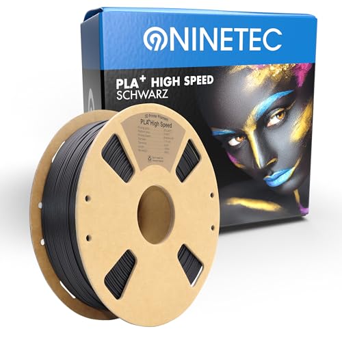 NINETEC BIO PLA+ Filament 1.75mm PLA Plus 3D Drucker Filament 1 kg Spule Maßgenauigkeit +/- 0,03mm PLA+ FDM Druckerverbrauchsmaterial PLA+ High Speed Schwarz von NINETEC