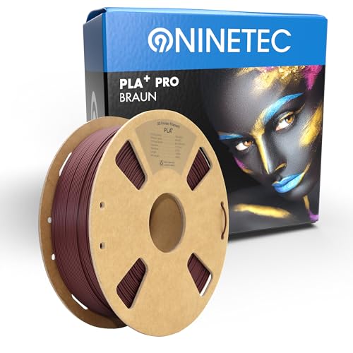 NINETEC BIO PLA+ Filament 1.75mm PLA Plus 3D Drucker Filament 1 kg Spule Maßgenauigkeit +/- 0,03mm PLA+ FDM Druckerverbrauchsmaterial PLA+ Pro Braun von NINETEC