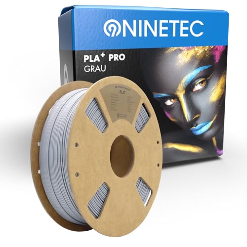 NINETEC BIO PLA+ Filament 1.75mm PLA Plus 3D Drucker Filament 1 kg Spule Maßgenauigkeit +/- 0,03mm PLA+ FDM Druckerverbrauchsmaterial PLA+ Pro Grau von NINETEC