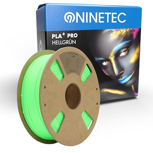 NINETEC BIO PLA+ Filament 1.75mm PLA Plus 3D Drucker Filament 1 kg Spule Maßgenauigkeit +/- 0,03mm PLA+ FDM Druckerverbrauchsmaterial PLA+ Pro Hellgrün von NINETEC