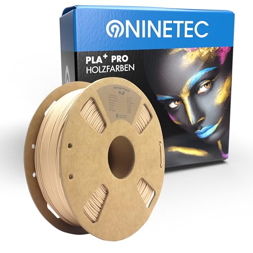 NINETEC BIO PLA+ Filament 1.75mm PLA Plus 3D Drucker Filament 1 kg Spule Maßgenauigkeit +/- 0,03mm PLA+ FDM Druckerverbrauchsmaterial PLA+ Pro Holzfarben von NINETEC