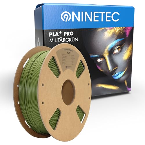 NINETEC BIO PLA+ Filament 1.75mm PLA Plus 3D Drucker Filament 1 kg Spule Maßgenauigkeit +/- 0,03mm PLA+ FDM Druckerverbrauchsmaterial PLA+ Pro Militärgrün von NINETEC