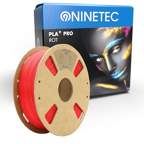 NINETEC BIO PLA+ Filament 1.75mm PLA Plus 3D Drucker Filament 1 kg Spule Maßgenauigkeit +/- 0,03mm PLA+ FDM Druckerverbrauchsmaterial PLA+ Pro Rot von NINETEC