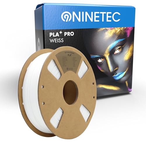 NINETEC BIO PLA+ Filament 1.75mm PLA Plus 3D Drucker Filament 1 kg Spule Maßgenauigkeit +/- 0,03mm PLA+ FDM Druckerverbrauchsmaterial PLA+ Pro Weiß von NINETEC