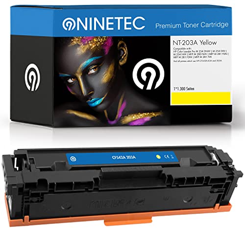 NINETEC NT-203A Yellow 1 Toner kompatibel mit HP CF542A CF-542A 203A Yellow 1.300 Seiten | Für Color Laserjet Pro m254dnw m254dw m254nw MFP m280nw m281fdn m281fdw m281fw von NINETEC