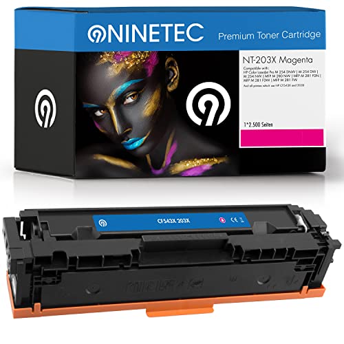 NINETEC NT-203X 1 Toner kompatibel mit HP CF543X CF-543X 203X Magenta 2.500 Seiten | Für Color Laserjet Pro m254dnw m254dw m254nw MFP m280nw m281fdn m281fdw m281fw von NINETEC