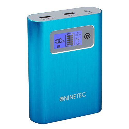 NINETEC PowerDrive 2in1 64GB USB Flash Speicher + 13.400mAh Power Bank Akku Ladegerät in Blau von NINETEC