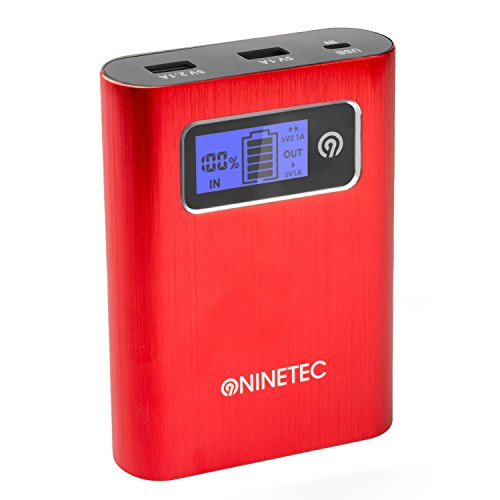 NINETEC PowerDrive 2in1 64GB USB Flash Speicher + 13.400mAh Power Bank Akku Ladegerät in Rot von NINETEC
