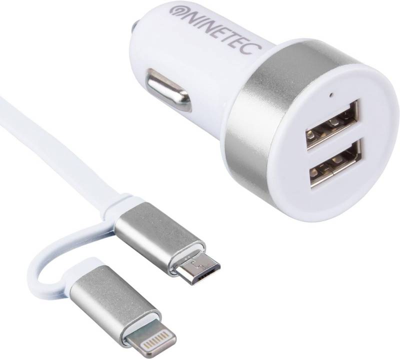 NINETEC Zigarettenanzünder Kfz Auto Ladegerät 2x USB Adapter Ladeadapter 2in1 Autoladekabel, Durch die kompakte Bauweise ist er leicht verstaubar. von NINETEC