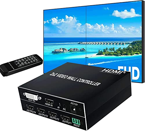 Video Wall Controller 2x2 HDMI Video Wall Processor 4K TV Wall Controller 1X2 2X1 2X2 1X3 3X1 1X4 4X1 mit Fernbedienung für 4 TV Spleißen von NINGKANGSHENG