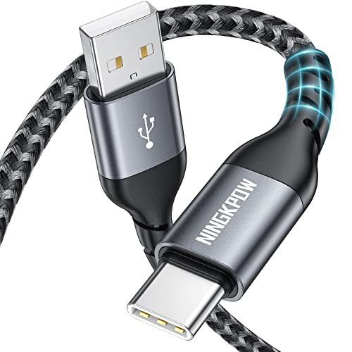 NINGKPOW USB C Kabel 2M, 3.1A Ladekabel USB C Schnellladekabel USB C Nylon Typ C Ladekabel für Samsung Galaxy S23 S22 S21 S20fe S10 S9 A53 A13 Note 20 10, Huawei P50 P40, Sony, Pixel 7 - Grau von NINGKPOW