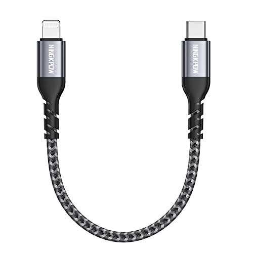 NINGKPOW USB C auf Lightning Kabel Kurz 15CM [MFi Zertifiziert] USB C Lightning Kabel Nylon iPhone Ladekabel Power Delivery kompatibel mit iPhone 14 13 12 11 Pro Max Mini XR XS X 8 7 6s Plus SE 2020 von NINGKPOW
