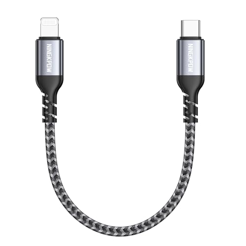 NINGKPOW USB C auf Lightning Kabel Kurz 50CM [MFi Zertifiziert] USB C Lightning Kabel Nylon iPhone Ladekabel Power Delivery kompatibel mit iPhone 14 13 12 11 Pro Max Mini XR XS X 8 7 6s Plus SE 2020 von NINGKPOW