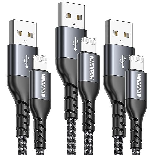 NINGKPOW iPhone Ladekabel iPhone Kabel 2M 3Pack [MFi-Zertifiziert] Lange Lightning Kabel Schnellladekabel iPhone Nylon Ladekabel für iPhone 14 13 12 11 Pro Max Mini XR XS X 8 7 6 6s Plus 5 SE 2020 von NINGKPOW