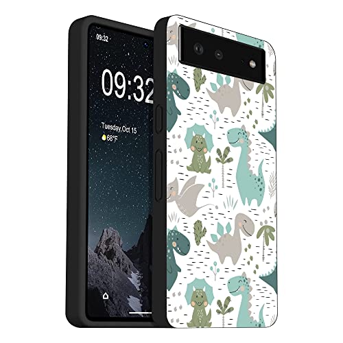 Kompatibel mit Google Pixel 6 Hülle, Lustige Cartoon Niedlich Dinosaurier Stoßfest Klar Design Muster Slim Weich Schutzhülle von NINGPIYAYA