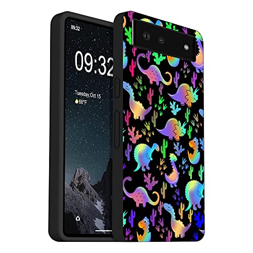 Kompatibel mit Google Pixel 6 Hülle, bunter Dinosaurier-Kaktus, stoßfestes Design, schlanke, weiche Schutzhülle von NINGPIYAYA