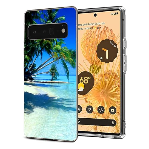 Kompatibel mit Google Pixel 6 Pro Hülle – Tropischer Strand Palm Hawaii Sommer Urlaub Handyhülle Slim Soft TPU Stoßfest Schutzhülle Case von NINGPIYAYA