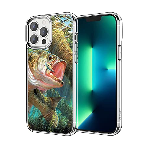 Kompatibel mit iPhone 12 Hülle iPhone 12 Pro Hülle, Barsch Fisch Springen Stoßfest Klar Design Muster Slim Weich Schutzhülle von NINGPIYAYA