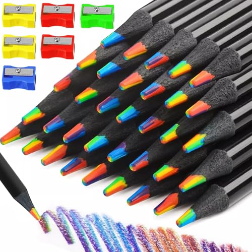 NINGYER 36 Regenbogenstifte, 7 in 1 Farbe Regenbogenstift Kommt mit 6 Bleistiftspitzern. Regenbogen Stifte für Kunst, Malen, Färben, Skizzieren, Schule NINGYER 36 Regenbogenstifte, 7 in 1 Farbe Regenbogenstift Kommt mit 6 Bleistiftspitzern. Regenbogen Stifte für Kunst, Malen, Färben, Skizzieren, Schule von NINGYER