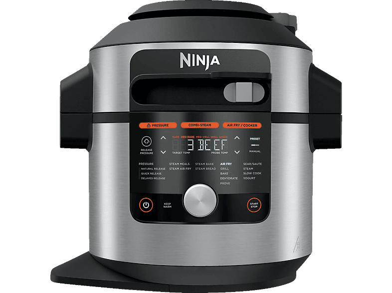NINJA OL750EU Foodi 14-in-1 SmartLid Multikocher Stainless Steel/Black (Rührschüsselkapazität: 7,5 l, 1760 Watt) von NINJA