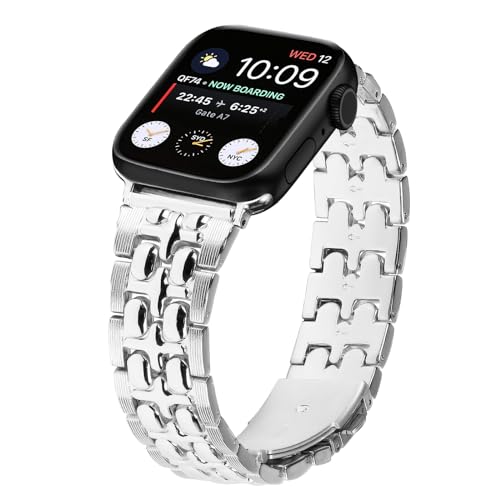 NINKI Band für Apple Watch 42mm 41mm 40mm 38mm Metallband, Edelstahl verstellbare Länge Armband Robustes Business Ersatzband für Apple Watch Serie 10 9 8 7 6 5 4 3 2 1 SE/SE2 Uhrenarmband Silber NINKI Band für Apple Watch 42mm 41mm 40mm 38mm Metallband, Edelstahl verstellbare Länge Armband Robustes Business Ersatzband für Apple Watch Serie 10 9 8 7 6 5 4 3 2 1 SE/SE2 Uhrenarmband Silber von NINKI